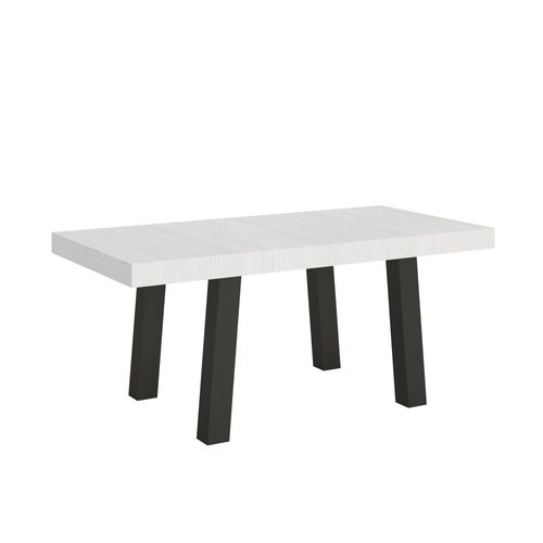 Table Extensible 90x200/304 Cm Bridge Frêne Blanc Cadre Anthracite