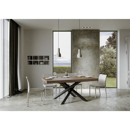 Table Extensible 90x200/304 Cm Volantis Noyer Cadre Anthracite
