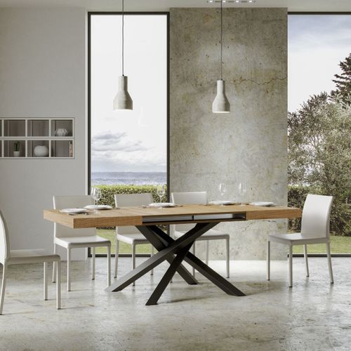 Table Extensible 90x200/460 Cm Volantis Chêne Nature Cadre Anthracite