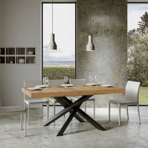 Table Extensible 90x200/460 Cm Volantis Chêne Nature Cadre Anthracite