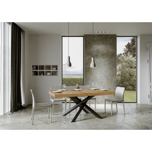 Table Extensible 90x200/460 Cm Volantis Chêne Nature Cadre Anthracite