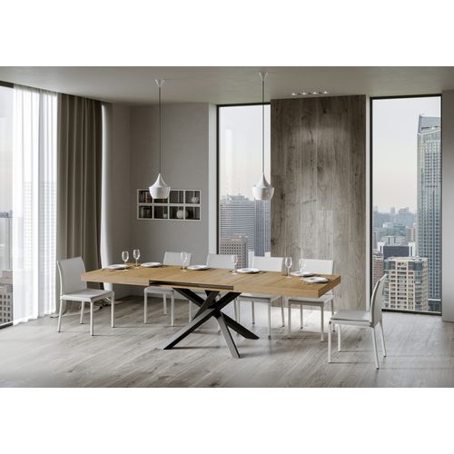 Table Extensible 90x200/460 Cm Volantis Chêne Nature Cadre Anthracite