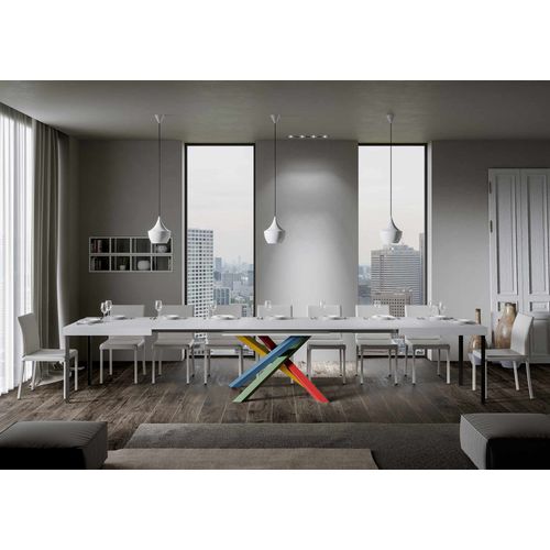Table Extensible 90x200/460 Cm Volantis Frêne Blanc Cadre 4/b