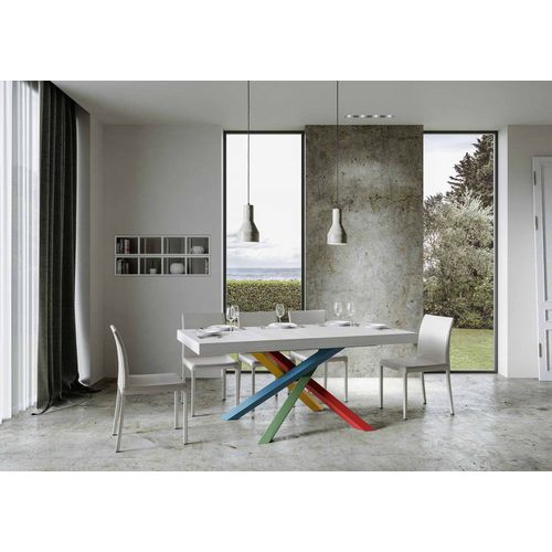 Table Extensible 90x200/460 Cm Volantis Frêne Blanc Cadre 4/b