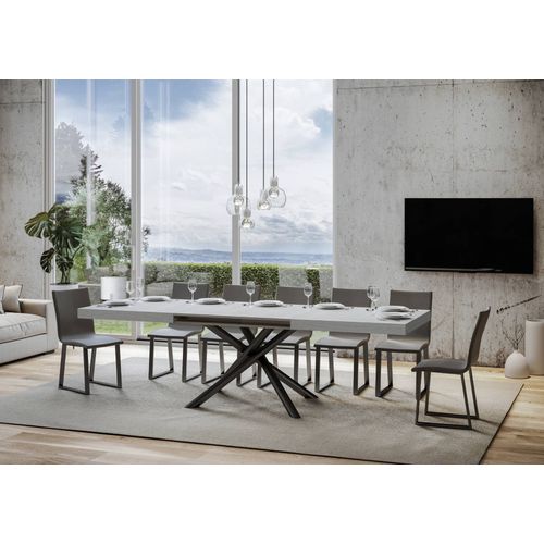 Table Extensible 90x200/304 Cm Famas Frêne Blanc Cadre Anthracite