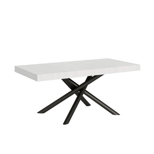 Table Extensible 90x200/304 Cm Famas Frêne Blanc Cadre Anthracite