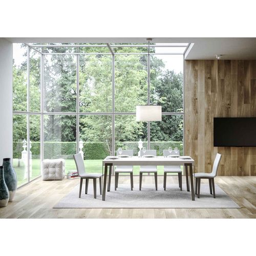 Table Extensible 90x200/304 Cm Rio Frêne Blanc Cadre Anthracite
