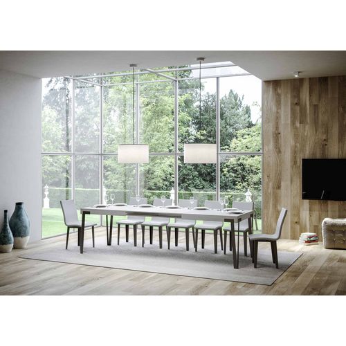Table Extensible 90x200/304 Cm Rio Frêne Blanc Cadre Anthracite