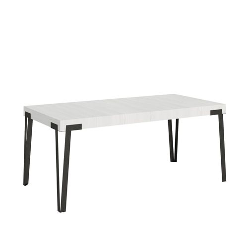 Table Extensible 90x200/304 Cm Rio Frêne Blanc Cadre Anthracite
