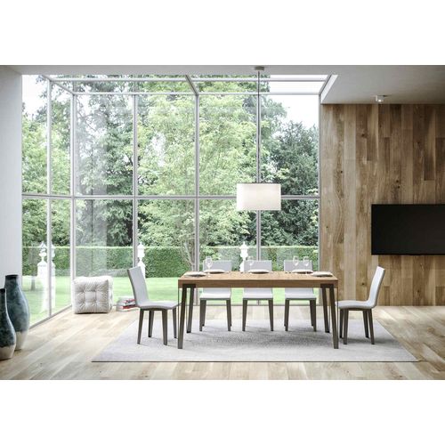 Table Extensible 90x200/304 Cm Rio Chêne Nature Cadre Anthracite