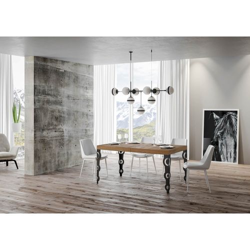 Table Extensible 90x200/304 Cm Karamay Chêne Nature Cadre Anthracite