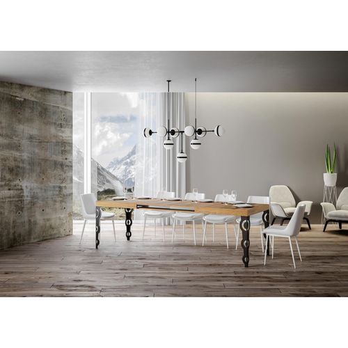 Table Extensible 90x200/304 Cm Karamay Chêne Nature Cadre Anthracite