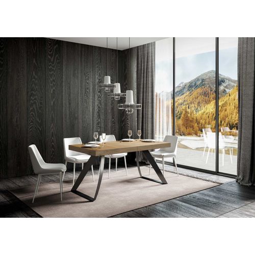 Table Extensible 90x200/304 Cm Proxy Chêne Nature Cadre Anthracite