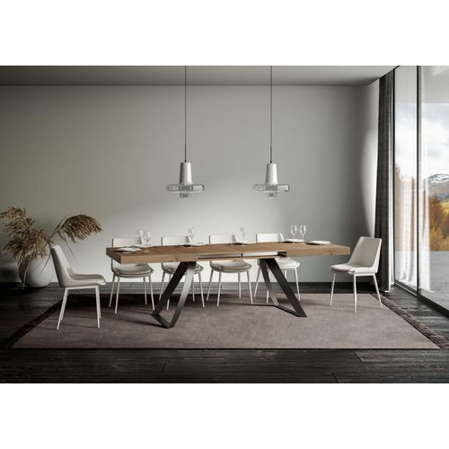 Table Extensible 90x200/304 Cm Proxy Chêne Nature Cadre Anthracite