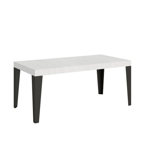 Table Extensible 90x200/304 Cm Flame Frêne Blanc Cadre Anthracite