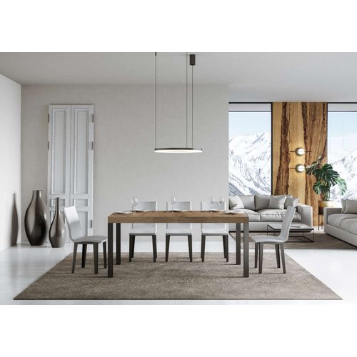 Table Extensible 90x200/304 Cm Everyday Chêne Nature Cadre Anthracite