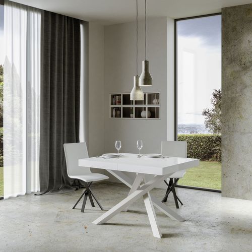 Table Extensible 90x120/224 Cm Volantis Frêne Blanc Cadre Blanc
