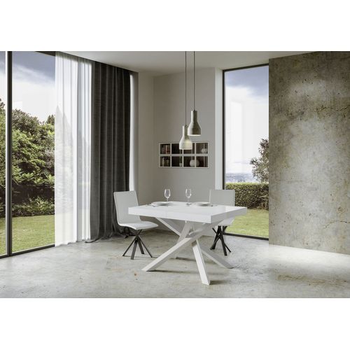 Table Extensible 90x120/224 Cm Volantis Frêne Blanc Cadre Blanc