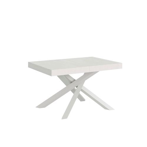 Table Extensible 90x120/224 Cm Volantis Frêne Blanc Cadre Blanc