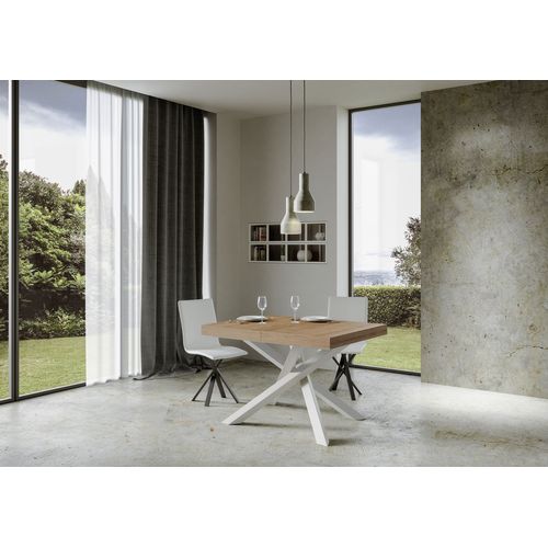 Table Extensible 90x120/224 Cm Volantis Chêne Nature Cadre Blanc