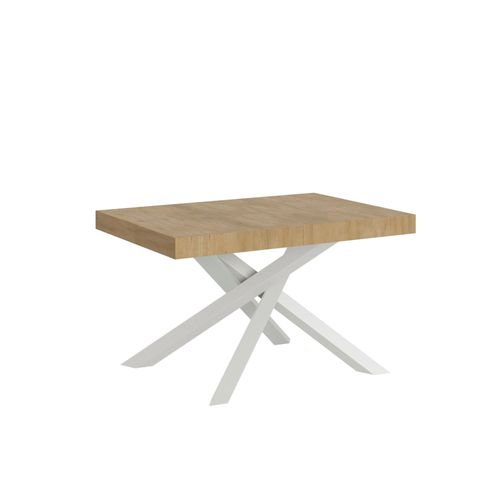 Table Extensible 90x120/224 Cm Volantis Chêne Nature Cadre Blanc