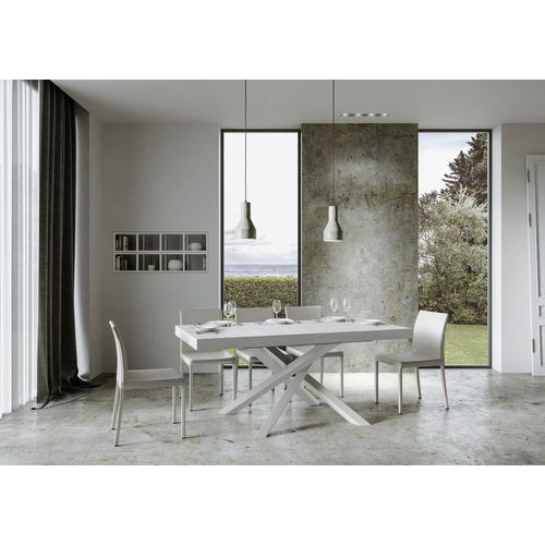 Table Extensible 90x160/264 Cm Volantis Frêne Blanc Cadre Blanc