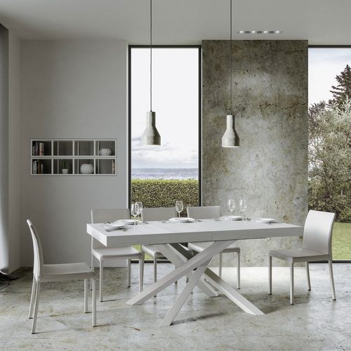 Table Extensible 90x160/420 Cm Volantis Frêne Blanc Cadre Blanc