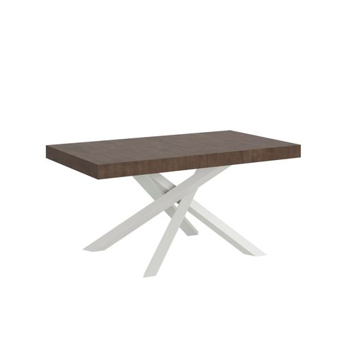 Table Extensible 90x160/420 Cm Volantis Noyer Cadre Blanc