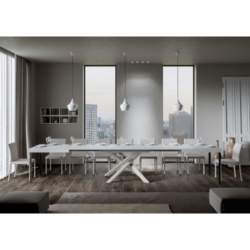 Table Extensible 90x200/460 Cm Volantis Frêne Blanc Cadre Blanc