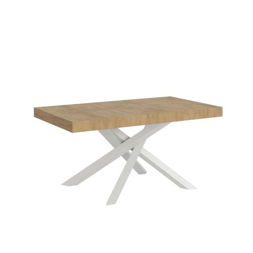 Table Extensible 90x200/460 Cm Volantis Chêne Nature Cadre Blanc