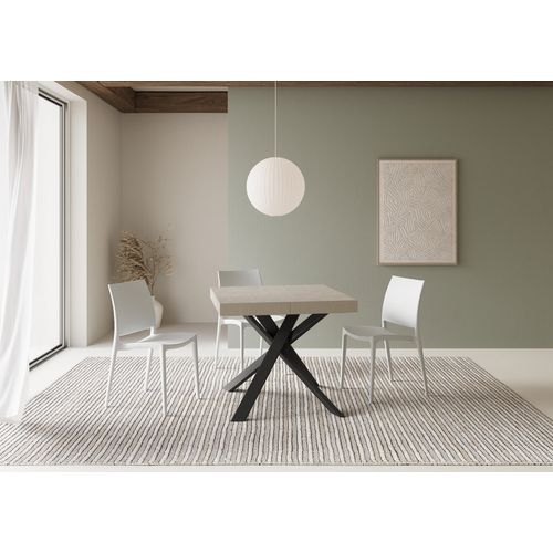 Table Extensible 90x90/194 Cm Clerk Cachemire Pieds Anthracite