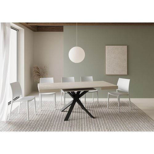 Table Extensible 90x90/194 Cm Clerk Cachemire Pieds Anthracite