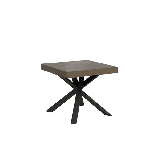 Table Extensible 90x90/194 Cm Clerk Taupe Pieds Anthracite