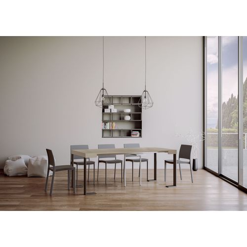 Console Extensible 90x40/196 Cm Tecno Small Cachemire Cadre Anthracite