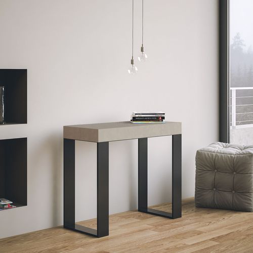 Console Extensible 90x40/196 Cm Tecno Small Cachemire Cadre Anthracite