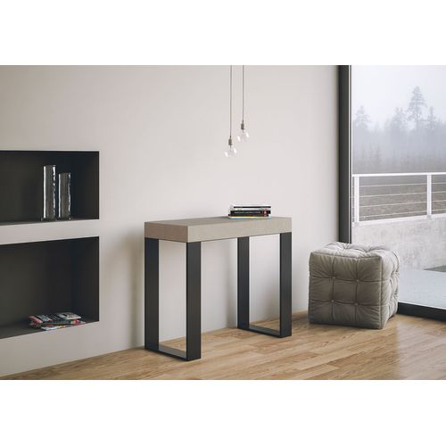 Console Extensible 90x40/196 Cm Tecno Small Cachemire Cadre Anthracite