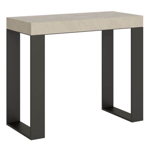 Console Extensible 90x40/196 Cm Tecno Small Cachemire Cadre Anthracite
