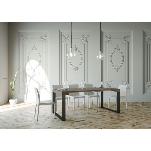 Console Extensible 90x40/196 Cm Elettra Small Taupe Cadre Anthracite
