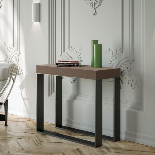 Console Extensible 90x40/196 Cm Elettra Small Taupe Cadre Anthracite