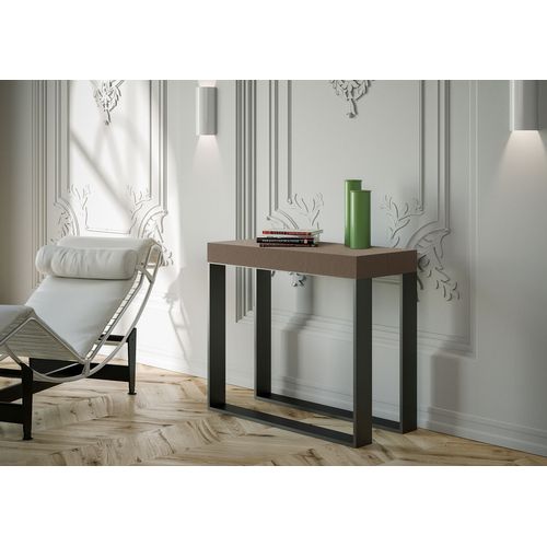 Console Extensible 90x40/196 Cm Elettra Small Taupe Cadre Anthracite