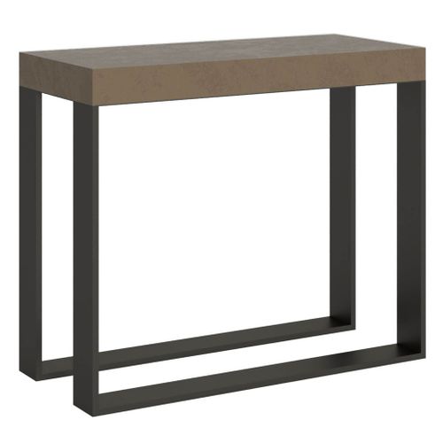 Console Extensible 90x40/196 Cm Elettra Small Taupe Cadre Anthracite