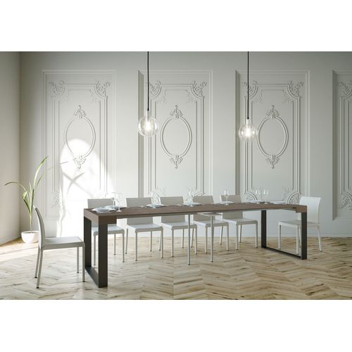 Console Extensible 90x40/300 Cm Elettra Taupe Cadre Anthracite