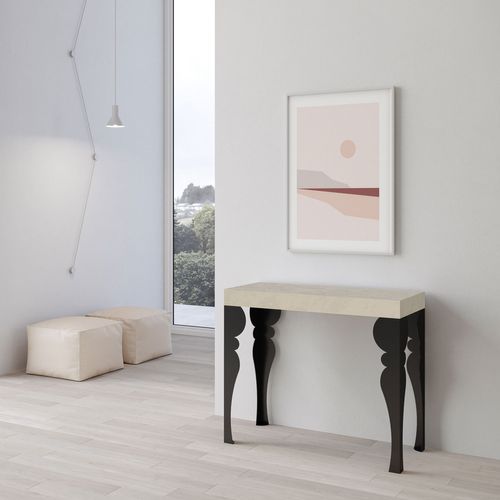 Console Extensible 90x40/300 Cm Paxon Cachemire Cadre Anthracite