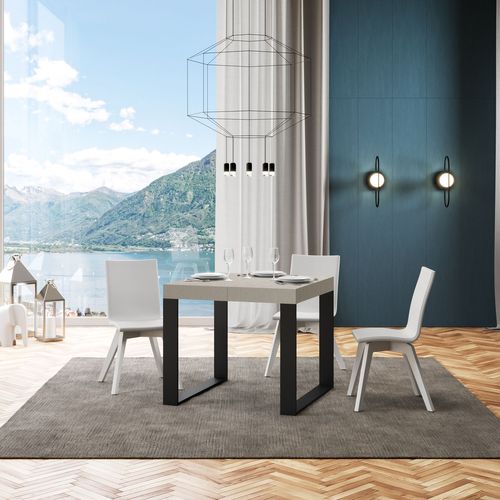 Table Extensible 90x90/246 Cm Tecno Cachemire Pieds Anthracite