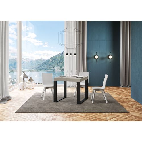 Table Extensible 90x90/246 Cm Tecno Cachemire Pieds Anthracite