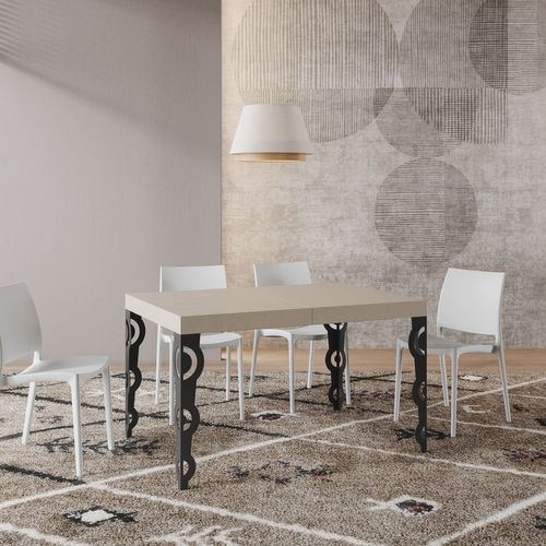 Table Extensible 80x120/204 Cm Karamay Cachemire Cadre Anthracite