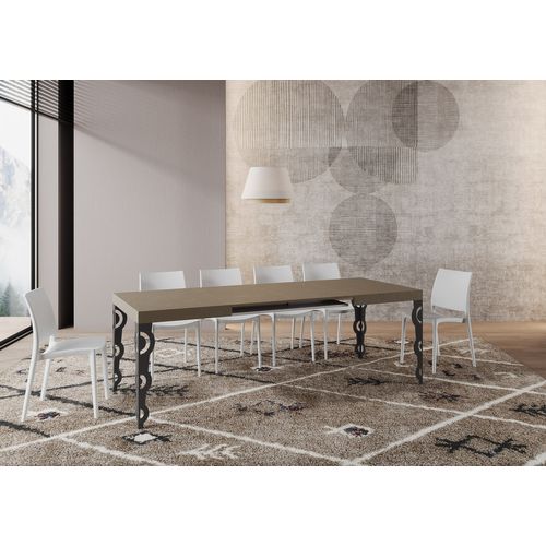 Table Extensible 80x140/224 Cm Karamay Taupe Cadre Anthracite