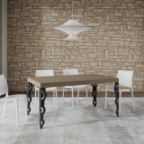 Table Extensible 80x160/244 Cm Karamay Taupe Cadre Anthracite