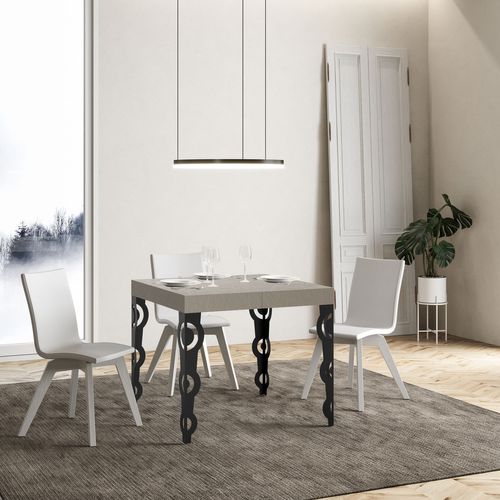 Table Extensible 90x90/246 Cm Karamay Cachemire Pieds Anthracite