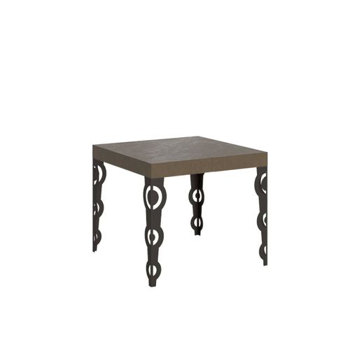 Table Extensible 90x90/246 Cm Karamay Taupe Pieds Anthracite